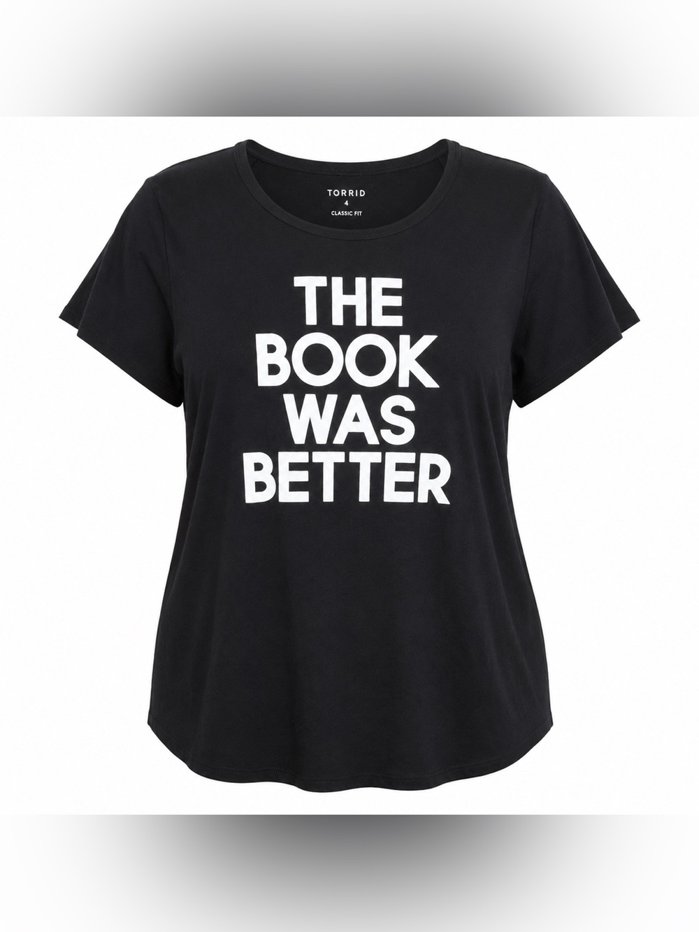 Torrid “The Book Was Better” Graphic Tee Black Plus Size 4 (4X) Classic Fit